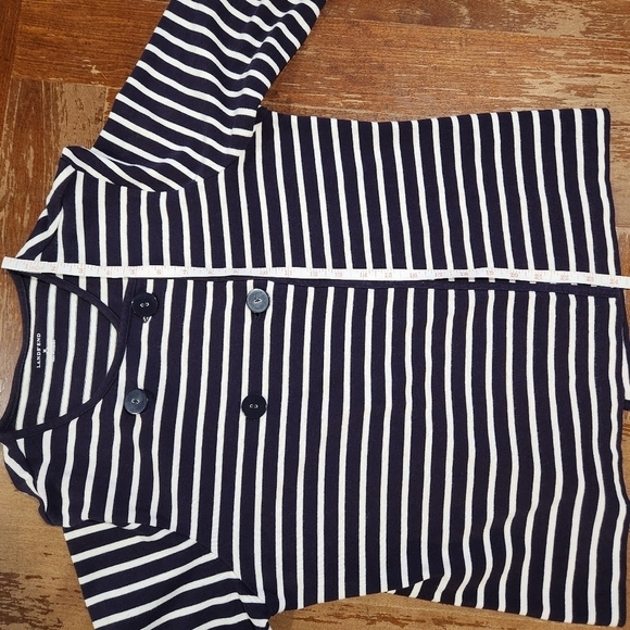 Lands End Women's Striped Cardigan ¾ Length Sleeve Size 10-12 - Picture 4 of 9